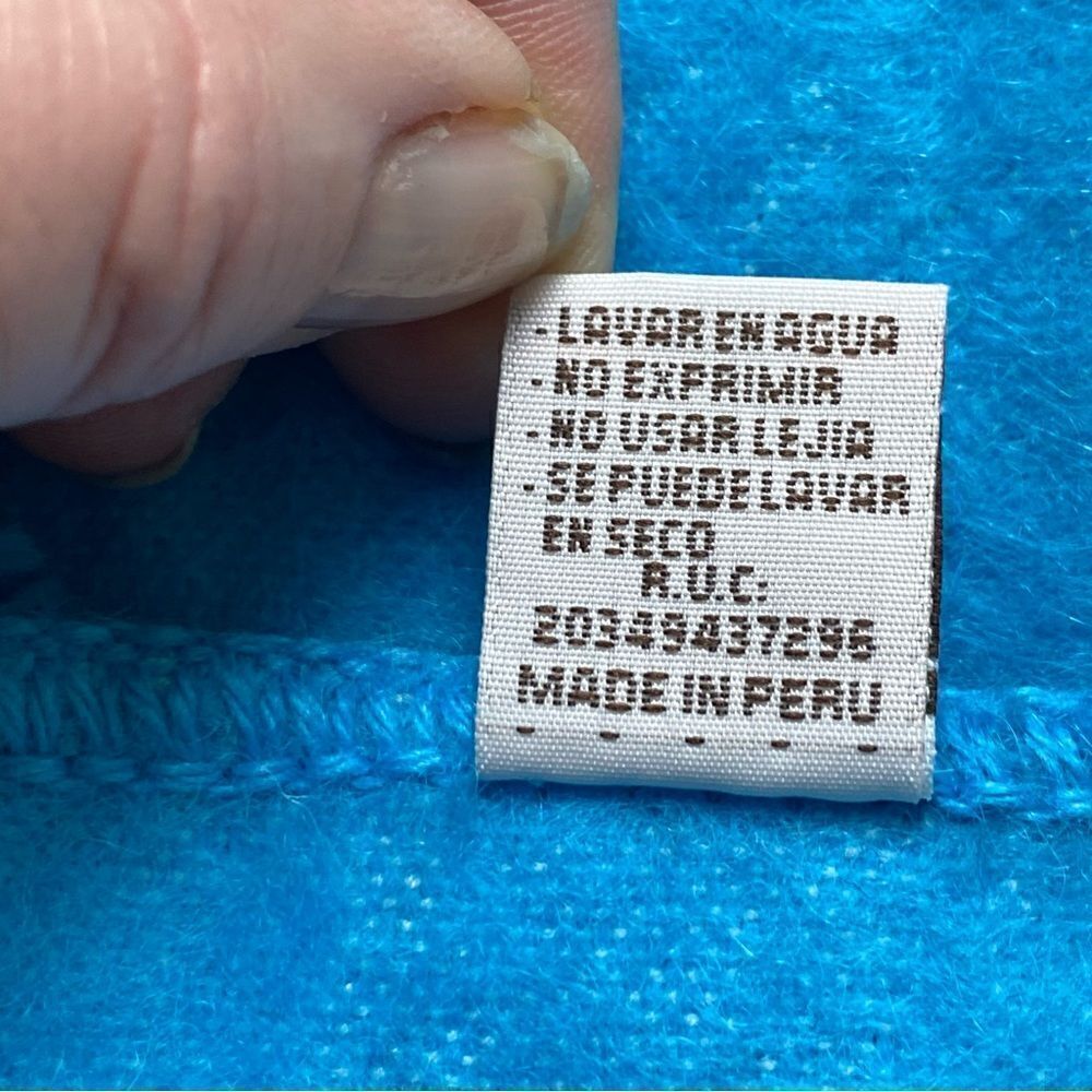 Alpaca Camargo Turquoise Blue Alpaca Blebd Scarf - Picture 4 of 8